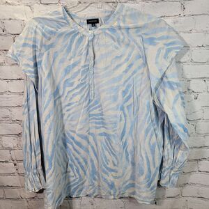 Who What Wear,‎ Blue White Zebra Stripe Blouse, Size 2X